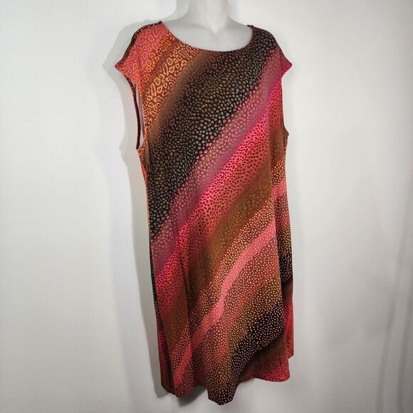 Chico's Womens Dress Size 3 XL Ombré Mix Boat Neck Cap Sleeve Knee Length Shift - Picture 4 of 9